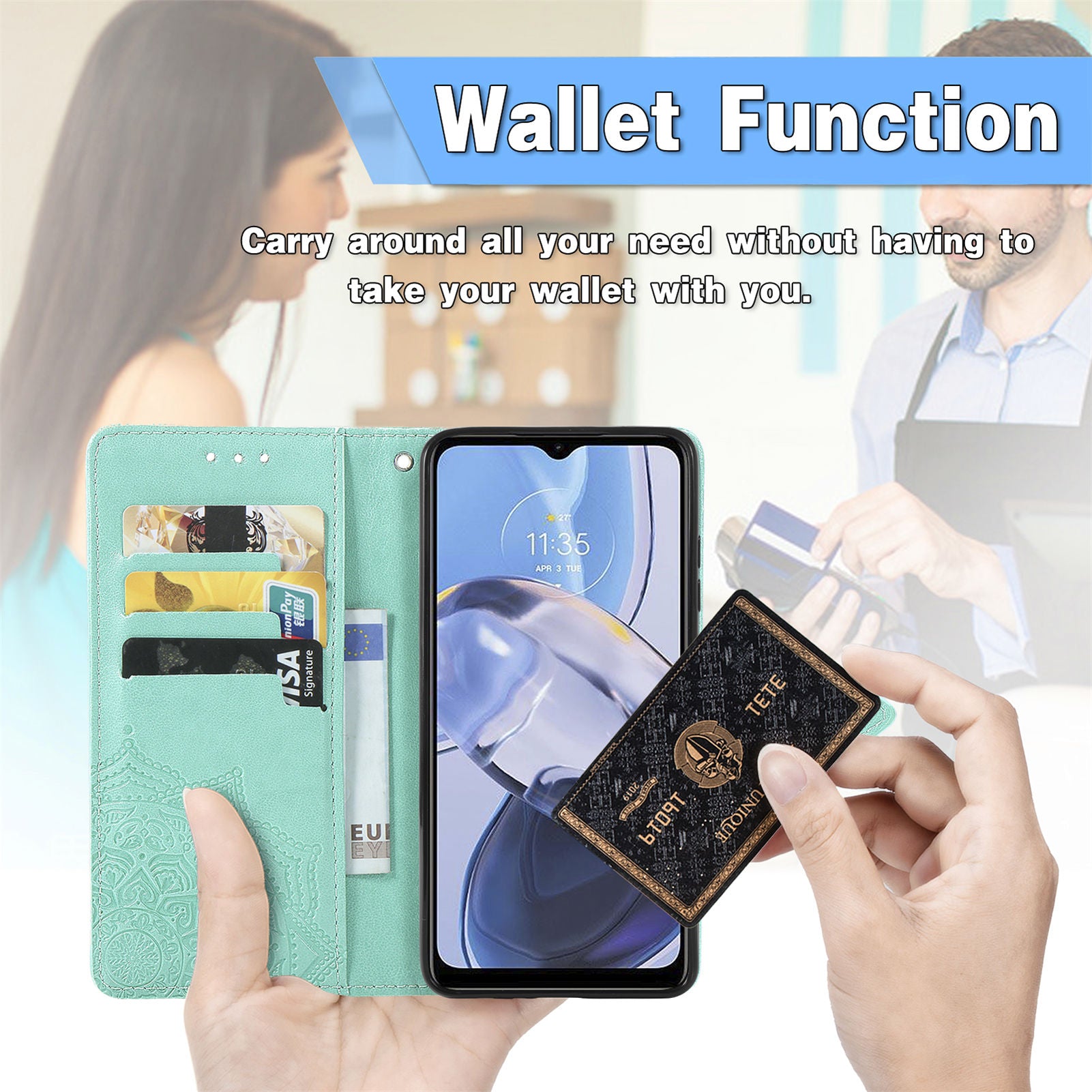 Til Motorola Moto E22 4G 22i 4G PU Læder Flip Beskyttende Telefon Etui Præget Mandala Mønster Pung Stand Magnetisk Cover med rem Til Motorola Moto E22 4G 22i 4G PU Læder Flip Beskyttende Telefon Etui Præget Mandala Mønster Pung Stand Magnetisk Cover med rem